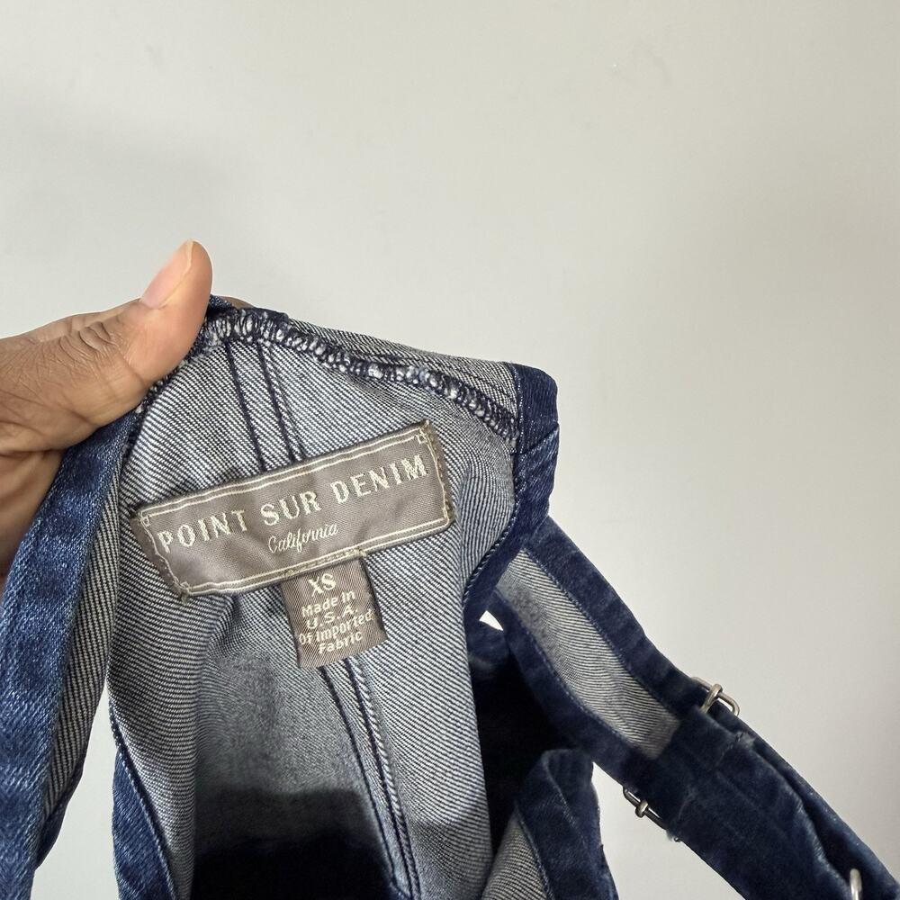 J CREW POINT SUR STRAIGHT LEG Denim OVERALLS Size XS Blue Medium Wash New - Picture 4 of 5